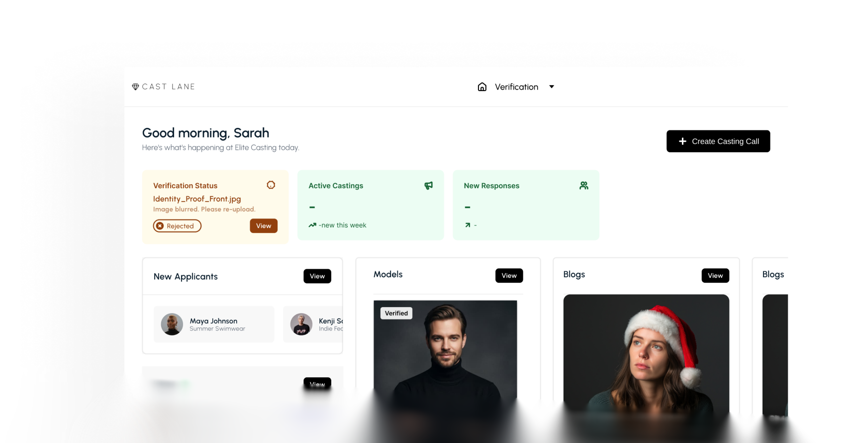 Center Dashboard Interface